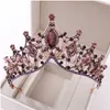 Hoofpieces Baroque Black Crowns Big Crystal Round Bridal Tiaras Pageant Prom Diadem Rhinestone Bruiloft Haaraccessoires Sluier Tiara Hoofdband