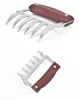 2021 Stainless tool Steel Bear Claw Wooden Handle Meat Divided Tearing Flesh Multifunction beef Shred Pork Clamp Corkscrew BBQ Tools