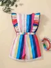 Baby Rainbow Paski Ruffle Trim Haft Mesh Romper Ona