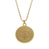 Collane con ciondolo con medaglia rotonda di San Benedetto cattolico color oro, regali di gioielli del cattolicesimo