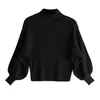 Herbst Winter Damen Jsweater Koreanischer Stil Einfarbig Fledermaus Typ Langarm Pullover Lose High Neck Pullover Pullover GX287 210507