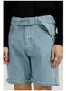 IEFB Men Summer Korean Fashion Loose Simple Solid Color Trend Jeans Shorts Men's Belt Straight Bottoms 9Y5796 210524