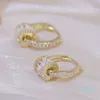 Exquisite Gold Leaves Circle Stud Earrings For Women AAA Zircon Shiny Rhinestone Earring Wedding Birthday Jewelry Gifts 20220108 T2