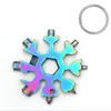 Outdoor Gadgets 8 in1 Snowflake Survival Multi-function EDC Tool Camping Equipment Keyring Stainless Steel Opener Wrench