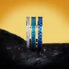Anelli creativi per le donne Anello geometrico con zirconi blu a tre strati Anelli di fidanzamento per gioielli da donna smaltati fatti a mano per le donne X0715