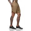 Mens 2 In 1 Running Shorts Security Pockets Leisure Shorts Quick Drying Sport Shorts Built -In Pockets Hips Hiden Zipper Pockets