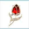 Crystal Tulip Brooch Pins Gold Diamond Flower Suit For Women Fashion Jewelry Will and Sandy Zbr9e Qjmiy
