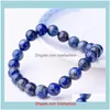 Beaded, Strands Jewelryhigh Quality Natural Stone Lapis Lazuli Beaded Bracelets For Women Men Fashion Energy Bracelet Elastical Jewelry Gift