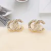 18K Plaqué Or Marque Designers Lettres Boucles D'oreilles En Argent 925 Charme Femmes Cristal Strass Perle Boucle D'oreille Pour La Fête De Mariage Bijoux Accessoires