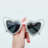 Kvinnor Cat Eye Style Heart Solglasögon Dubbel hjärtan Ram med Runda Rhinestones Lyxiga Lady Fashion Glasses