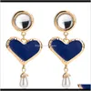 Charm Jewelry Delivery 2021 Exaggerated Resin Love-Shaped Drop Oil Womens Imitation Pearl Earrings Style Wfore