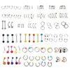 Navelklocka Rings JewelryWholesale Promotion 110st Blandade modeller/färger Kroppsmycken Set Harts Eyebrow Navel Belly Lip Tongue Nose Piercing Bar