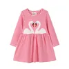 Robes de fille sautant mètres princesse espace imprimer mignon enfants filles coton poches enfants à manches longues vêtements mode bébé robe