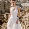 Sexy moda halter encaje una línea monos vestido de novia vestidos de novia con tren recortado vestidos de novia sin espalda para mujeres trajes de pantalón Vestido De Novia