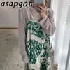 Coréen Chic Automne Rétro Halo Dye Imprimé Spaghetti Sangle Robe Lâche O Cou T-shirts Femmes Solide Coton Haut À Manches Longues 211108