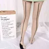 1 Pair Female Sexy Stockings English Love Letter Tattoo Jacquard Backside Line Pantyhose For Women Girl Thin Tights Y1130