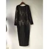 Sale High QUALITY est BAROCCO Designer Dress Women's Long Sleeve Back V Zip Diamonds Embellished 210521