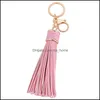 GAFT EVENT FESTICE PARTY Supplies Home Garden Car Leather Key Chain Fashion Mticolor Tassel Keychain Zink Eloy Metal Keyring Christmas G