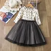 Kinderen jurken voor meisjes lente herfst kleding polka dot lange mouw jurk baby weinig kostuum 210529