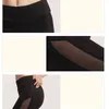 Sexy Femmes Leggings Gothique Insert Mesh Design Pantalon Pantalon Noir s Sportswear Fitness Femme 211204