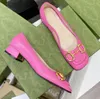 Abito da donna Scarpe Primavera Autunno Moda Pelle bovina Punta quadrata Tacco grosso Tacchi alti 100% pelle Fibbia in metallo Lady Designer con tacco in barca s ed