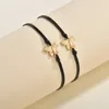Friendship Adjustable Braided Bracelet Alloy Golden Butterfly Protection Friendship Wish Bracelets for Women Men Boy Girl