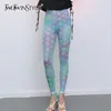 Casual Print Hit Color Women Pants High Waist Slim Elastic Fabric Boot Cut Pant For Female Fashion Clothes 210521