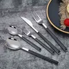 20/24Pcs 304 Stainless Steel Dinnerware Sets Glossy Silver Wooden Tableware Western Food Knife Fork Teaspoon Cutleries 211108