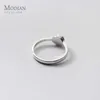 Lovely Mini Cross Vintage Pattern Round 100% 925 Sterling Silver Free Size Opening Ring for Women Fine Jewelry 210707