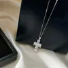2022 gorąca marka czysta 925 srebrna biżuteria dla kobiet Krzyż duży diamentowy naszyjnik