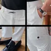 Embroidered Men's Business Dress Pants Korean Style Slim Fit Office Social Suit Pants Casual Trousers Streetwear Black White 210527