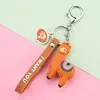 Gullig Keychain Koreansk hjärta boll Hängsmycke Creative Cartoon Epoxy Alpaca Nyckelringar för Kvinnor Väska Gåvor Mode