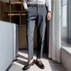 Mäns kostymer Blazers Classic Striped Pant Business Dress Suit Pants Casual Office Sociala Byxor Högkvalitativ Bröllop Streetwear Men Tyg