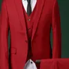 Slim Fit Kırmızı Erkekler Balo Sahne Için 3 Parça Düğün Smokin Ile Smokin Pantolon Özel Erkek Moda Groomsmen Ceket Yelek 2020 x0909