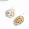 Alfinetes, Broches Amorcome Korea Moda Pérolas Preto Branco Esmalte Camélia Para Mulheres Chic Flor Broche Alfinetes Jóias Casaco Acessórios