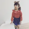 Höst koreanska stil söta tjejer bomull linne dot blouses baby flicka långärmad docka krage casual tröjor kläder barn toppar 1-5y 210508