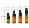 5ml 10ml 15ml 20ml Amber Glass Spray Bottle with Black Fine Mist Sprayers for Essential oil aromatherapy perfume SN2807