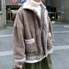 겨울 남성 캐시미어 눈 자켓 따뜻한 두꺼운 양고기 코트 블랙 / 카키색 컬러 파카 캐주얼 코튼 패딩 의류 M-3XL 210524