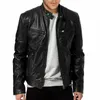 メンズファーファックス2021ファッション秋の男性レザージャケットプラスサイズM-2xLブラックブラウンメンズスタンドカラーコートバイカージャケット