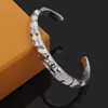 Europe America Fashion Style Men Lady Women Titanium steel 18K Gold Engraved Letter Flower Open Carved Bangle Bracelet M003329943834