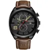 Curren Mens Chronograph Sport Watch Militär Business Luxury Quartz Klockor Datum Display Män Sport Läder Armbandsur