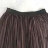 VGH élégant femmes jupe ample taille haute a-ligne cheville longueur Patchwork maille longues jupes femme printemps mode vêtements nouveau 210421