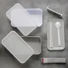 Food Container Bento Box Lunch Set Plastic Fashion Japanese Double Sealed Heat Preservation Fresh-keeping Leak-proof 210423