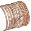 21 stijlen 585 Rose Gold Armband voor Dames Mannen Meisje Slak Curb / Weving Link Foxtail Hammered Bismark Kraalkettingen 20cm CBB1A