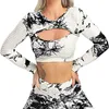 Sexy Women Bumps Style Sport Shirt Printing High Elastic Gym Yoga Top Fitness Running Breathable Workout Long Sleeve T-Shirts Outfit