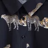 Camicette vintage con stampa animalier Moda donna Colletto rovesciato Top eleganti da donna Bottoni leopardati Camicie a maniche lunghe 210531