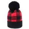 Ladi 겨울에 Pompoms와 새로운 하이 엔드 패션 체크 무늬 니트 모자
