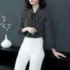 Plus Size Women Blouse Fashion Spring Striped Chiffon Långärmade T-shirts OL S Tops och blouses 2057 50 210521