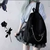 Canva Y Demo Harajuku Punk Ryggsäck Preppy Style Hollow Out Cirklar Kedjor Black Bag Techwear 202211