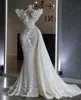 2021 Plus Storlek Arabisk Aso Ebi Lyxig Sparkly Mermaid Bröllopsklänning Lace Beaded Sequined Sexy Bridal Gowns Dresses ZJ575